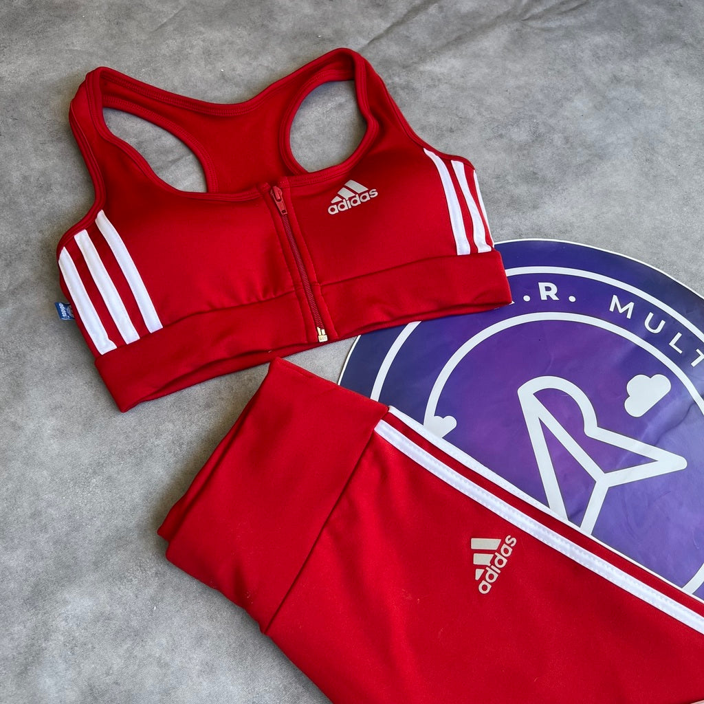 Conjunto Fitness Adidas - Vermelho (Top + Calça)