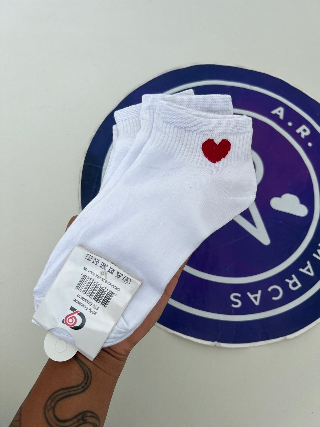 Meia Soquete Coração - Três Pares