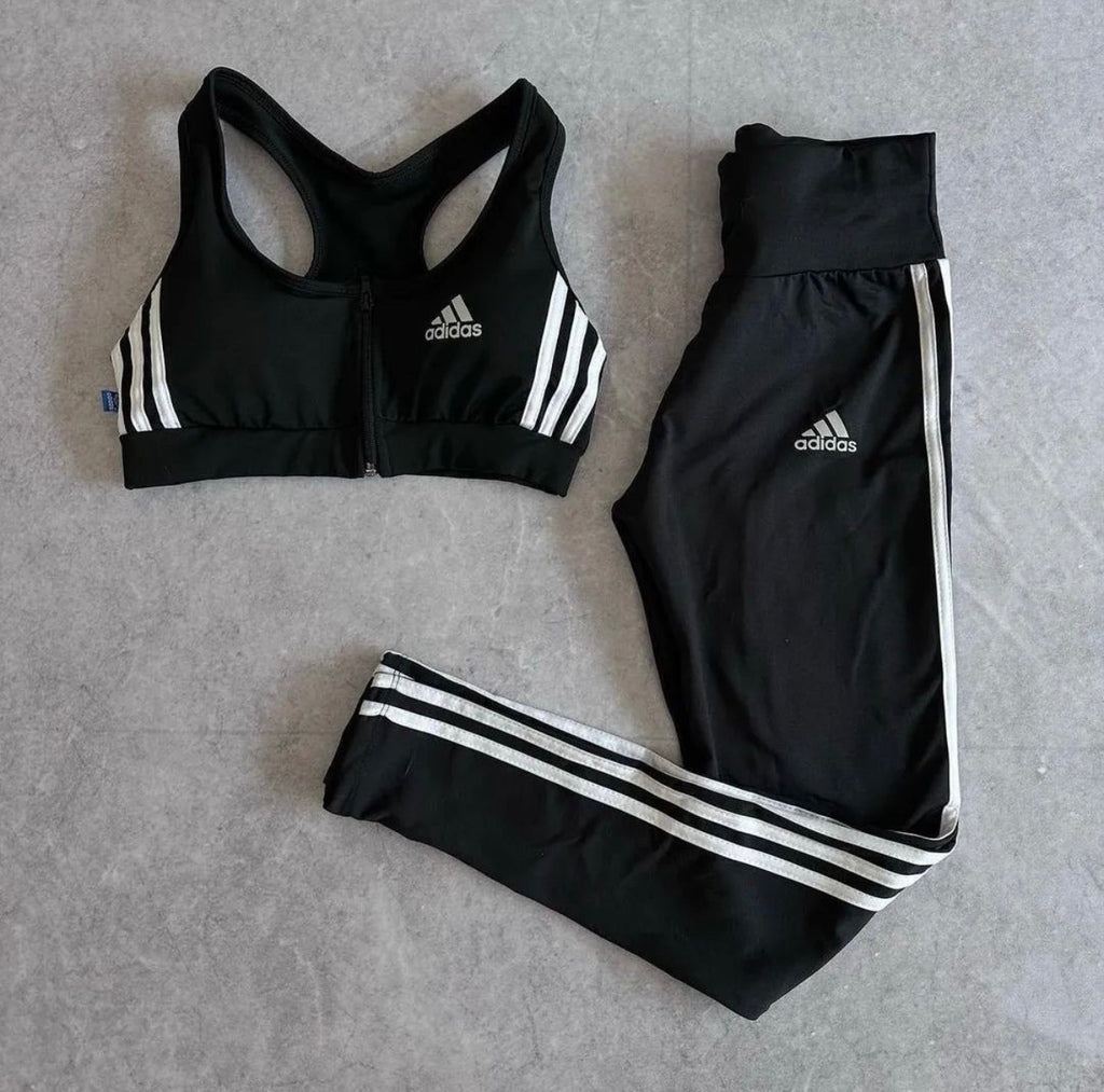 Conjunto Fitness Adidas - Preto (Top + Calça)