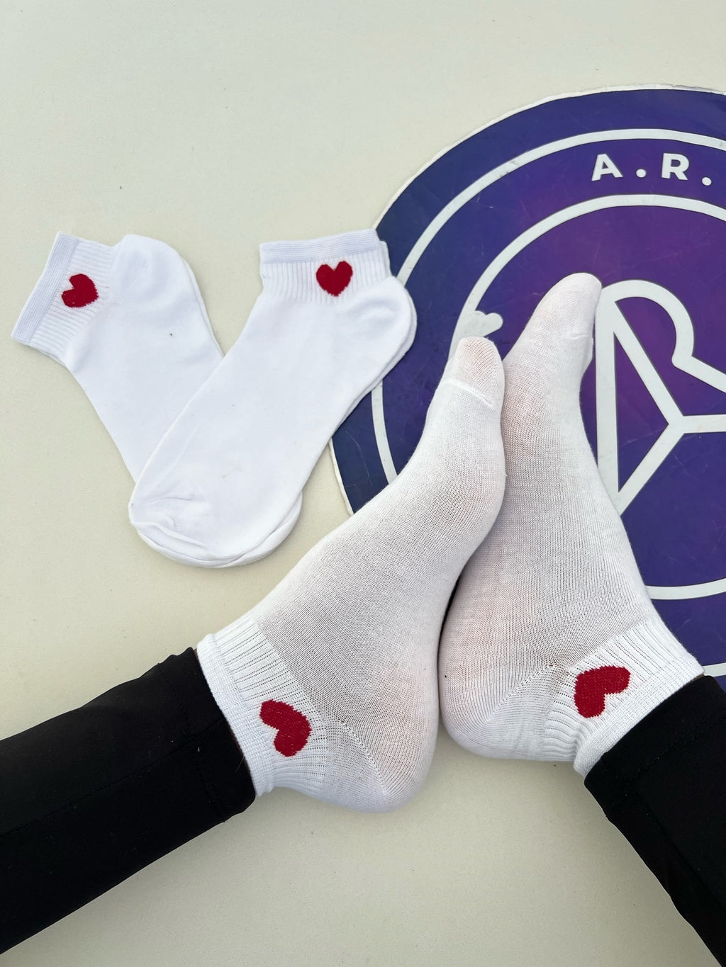 Meia Soquete Coração - Três Pares